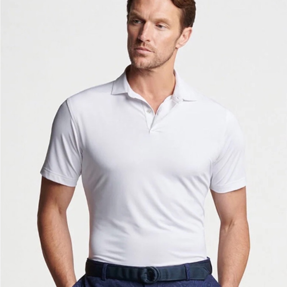 3 Men's White Peter Millar Polo Shirts